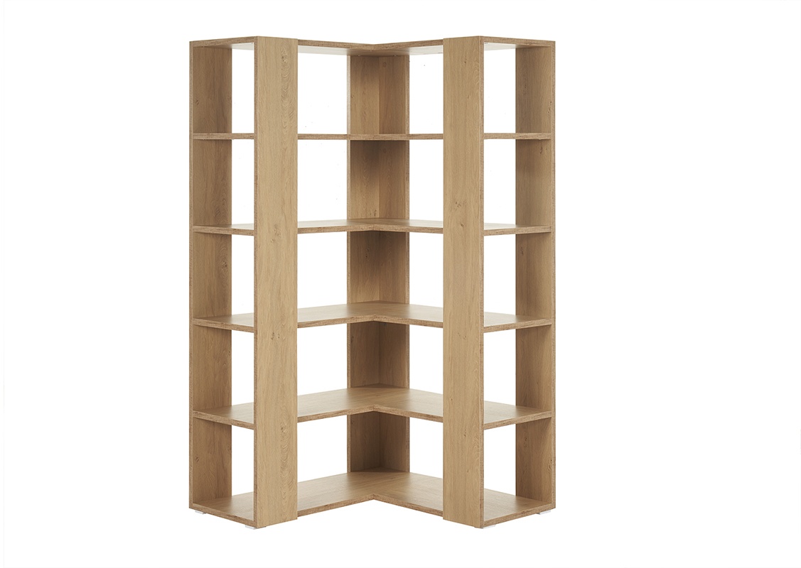 Bibliothèque étagère d'angle finition bois clair chêne L95 cm MUSSO