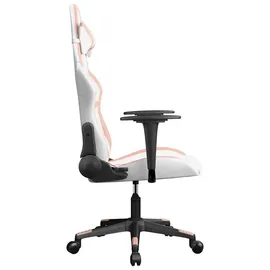 vidaXL Gaming-Stuhl mit Massagefunktion Weiß und Rosa Kunstleder