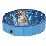 Relaxdays Hundepool Kunststoff Blau Faltbar 20 cm x 80 cm 1,5 kg