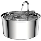 Katzen-Trinknäpfe, Trinkbrunnen für Katzen 3,2 L Katzenbrunnen aus Edelstahl, Katzentrinkbrunnen Wasserfall für Katze Kleinhunde, Wasserhahn-Design - Silber/Grau