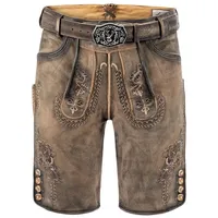 FUCHS Trachtenlederhose Lederhose kurz Fabian antik-stein (2-tlg) inkl. Gürtel braun 50