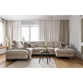 miuform Lofty Lilly - Ecksofa mit Schlaffunktion und Bettkasten Wohnlandschaft U Form, XXL Couch U Form, Big Sofa XXL, Eckcouch mit Schlaffunktion und Bettkasten, Ecksofa Beige