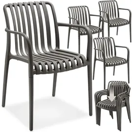 Tectake Alcudia Gartenstuhl 54,5 x 58 x 80,5 cm grau 4 St.