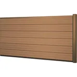 MCW WPC-Sichtschutz Savoie Windschutz Zaun Alu-Pfosten - Erweiterungselement Niedrig 1,85m Teak