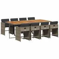 vidaXL Garten-Essgruppe 9-tlg. Grau