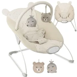 MOMI GLOSSY Babywippe für Babys bis 9 kg, 3-Punkt-Sicherheitsgurt, Metallgestell mit Antirutsch-Füßchen, Gewicht 1,7 kg, Abmessungen 58 x 49 x 53 cm, sensorisches Modul für Kinderförderung