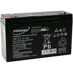 Powery Blei-Gel-Akku für Scooter Rollstühle Elektro-Scooter Elektrofahrzeug 6V 12Ah (auch für 10Ah)