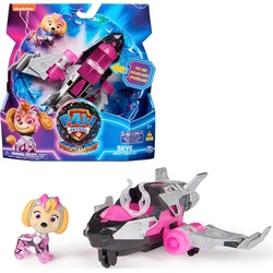 Spin Master Spielzeug-Auto PAW Patrol, Der Mighty Kinofilm: Superhelden-Basis-Fahrzeug von Skye, Flugzeug mit Welpenfigur, Licht- und Soundeffekt rosa