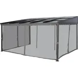Pavillonseitenteil KONIFERA, grau, Polyester, Pavillonseitenteile, Moskitonetz für Anbaupavillon Bilbao, BxT: 480x360 cm
