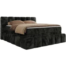 MKS Meble MKS Boxspringbett 180 x 200 mit bettkasten NIRA KING, Polsterbett 7 Zonen Multipocket-Matratze und Topper, Doppelbett - Dunkelgrau Plüsch - H4 - Dunkelgrau