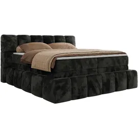 MKS Meble MKS Boxspringbett 180 x 200 mit bettkasten NIRA KING, Polsterbett 7 Zonen Multipocket-Matratze und Topper, Doppelbett - Dunkelgrau Plüsch - H4 - Dunkelgrau
