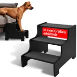 AMAZINGs Hundetreppe für kleine, mittlere und schwere Hunde, Katzen. 3 Stufen | Haustiertreppe, Junge und alte Katzen | 40 cm hoch für Sofa, Bett | Gelenkschonender Ersatz zu Hunderampe | schwarz