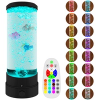 YATOSEEN Blase Fischlampe LED Aquarium, Stimmungslampe mit Fernbedienung, Lavalampe mit 16 Farbwechsellicht, geeignet für Büro, Zuhause, Geschenke für Kinder und Erwachsene