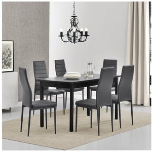 Esstisch mit 4 Stühlen Textil grau 120x70cm Küchentisch Esszimmertisch en.casa