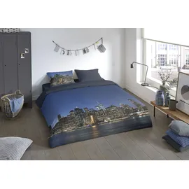 Pure Microfaser Bettwäsche NY City - blau,