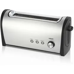 Toaster haeger frühstücksbrot toaster 1000w 1 langer schlitz 6 einstellungen toastfunktion aufwärmen/ auftauen edelstahl aussen