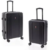 Gladiator Trolleyset - Koffer-Set 2-tlg. 67+55 cm, 4 Rollen, Dehnfalte, div. Farben schwarz