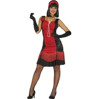 FIESTAS GUIRCA | Charleston Kostüm der 20er Jahre für Damen (36-38/S) - Kleid und Haarband - Vintage, Flapper und Cabaret Kostüme für Halloween, Karneval und Kostümpartys - Schwarz und Rot