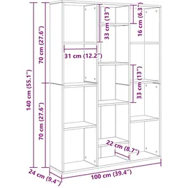 vidaXL Raumteiler Schwarz Eichen-Optik 100 x 24 x 140 cm Holzwerkstoff