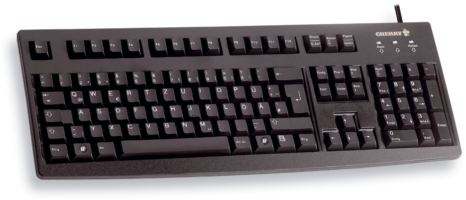 CHERRY Tastatur G83-6105 Schwarz - kabelgebunden, USB abriebfeste Beschriftung, recyclingfähig, NTK-Technologie