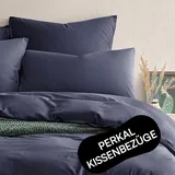 Seralino Perkal Baumwolle Kissenbezug 80x80 Baumwolle (2er Set) Dunkelblau | 100% Baumwolle |atmungsaktiv| Kopfkissenbezug 80x80 mit Reißverschluss| Kissenbezüge 80x80 Bio Bettwäsche|Oeko-Tex
