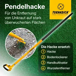 TORNADICA Pendelhacke mit 140cm Stiel - Unkrauthacke aus legiertem Stahl für effektives Jäten zwischen Pflastersteinen und Bodenlockerung