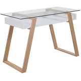 SalesFever Schreibtisch mit Glasplatte beige