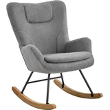 Yaheetech Schaukelstuhl mit Klappbarer Rückenlehne, Gepolsterter Schwingsessel bis 136 kg belastbar, Schaukelsessel fürs Wohnzimmer/Schlafzimmer/Balkon, Relaxstuhl Dunkelgrau