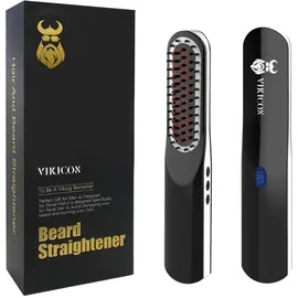 VIKICON Bartglätter für Männer, Bartglättungskamm mit kabellosem/Mini-Format/automatischer Abschaltung/Verbrühungsschutz für Reisen, Zuhause, Dating, Meeting, Camping usw