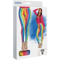 Boland - Leggings Regenbogen, für Damen, stretch, mehrfarbige Streifen, figurbetont, Clown, Flower-Power, Kostüm, Karneval, Mottoparty