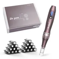 Microneedling Pen A10,Elektrischer Dermapen Kabellos mit 5 Stufen inkl. 22 Stk Ersatzpatronen,Dermapen Microneedling Zuhause für Gesicht und Körper