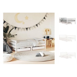 vidaXL Kinderbett Kinderbett mit Schubladen Weiß 80×160 cm Massivholz Kiefer weiß