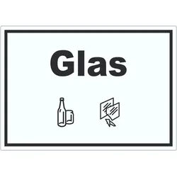 Glas Mülltrennung Aufkleber Text Symbol Scheibe Flasche A8 (52x74mm)