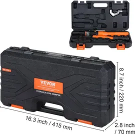 Vevor Hydraulisches Rohr-Crimpwerkzeug für Kupferrohrverbindungen, Presszange mit V12, V15, V18, V22, V28 Schnellwechselbacken, 360° drehbares Pr...