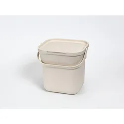 Plastia Biomüll Behälter 6L mit Einsatz  Elfenbein weiß Kaffeesatz