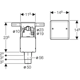 Geberit Unterputz-Geruchsverschluss 152233001 Ø 50/56 mm, mit zwei Anschlüssen, Kunststoff