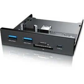 CSL USB 3.2 Gen.1 Front Panel aus Metall, interner Cardreader, Speicherkartenleser, bis zu 5 Gbit/s, 5 Schnittstellen, schwarz