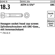F. REYHER Nchfg. GmbH & Co. KG Zylinderschraube R 83912 UNC-Gewinde/Innen-6kt #5x 5/8 ASTM A 574 200Stück