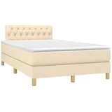 vidaXL Boxspringbett mit Matratze & LED Creme 120x190 cm Stoff