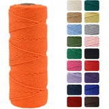 MOMAHUA 2mm Orange Makramee Garn, 100m Makramee Baumwollgarn 2mm/3mm, Baumwollkordel Natur, Baumwoll Bastelschnur für Basteln Stricken Boho Deko DIY Handwerk Wandbehang Wohnzimmer Balkon