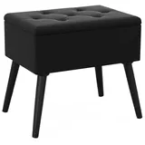 COSTWAY Truhenbank, Schminkhocker gepolstert mit Stauraum, Holz schwarz