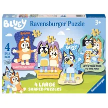 Ravensburger Kinderpuzzle 03132 - Bluey: Auf geht's! - 4 konturgeformte Puzzles mit 10, 12, 14 und 16 großen, stabilen Puzzleteilen, für kleine Bluey-Fans ab 3 Jahren