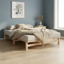 Homestyle4u Palettenbett 140 x 200 cm Braun