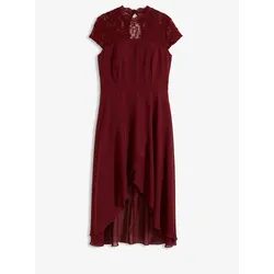 bonprix Vokuhila-Kleid mit Spitzen-Einsatz, rot, 50