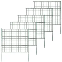 Floordirekt Teichzaun Gartenzaun Steckzaun Komplettset Metall 5x Gerade, Zaun zum stecken für Garten, Gitterzaun Set Freigehege für Tiere Pablo (Grün)