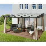 KONIFERA Anbaupavillon Hawaii, mit 4 Seitenteilen, (Set), BxT: 400x300 cm, Aluminiumgestell braun