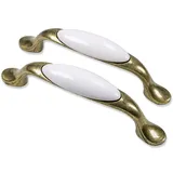 Mprofi MT® 10 Stück | Schrankgriffe | Lochabstand 96mm | Griffe für Küchenschränke | Schubladengriffe | Schrankgriffe Vintage für Kommode, Möbelgriffe, Küchengriffe | Porzellangriffe 728-PO/10