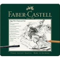 Faber-Castell Pitt Charcoal Kohle, 24er Set Metalletui