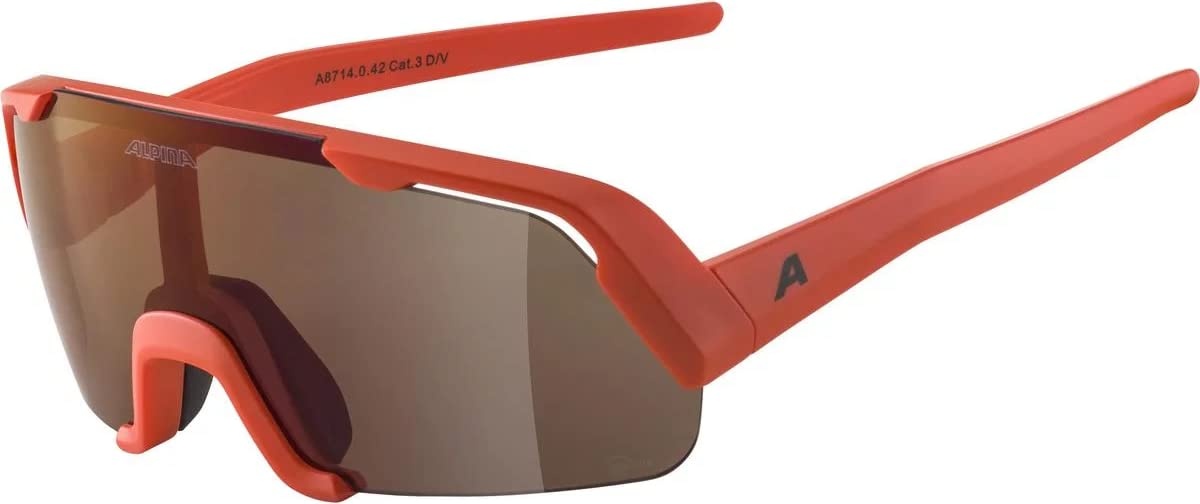 Alpina Unisex - Kinder, ROCKET YOUTH Q-LITE Sportbrille, pumpkin-orange matt/red, One Size