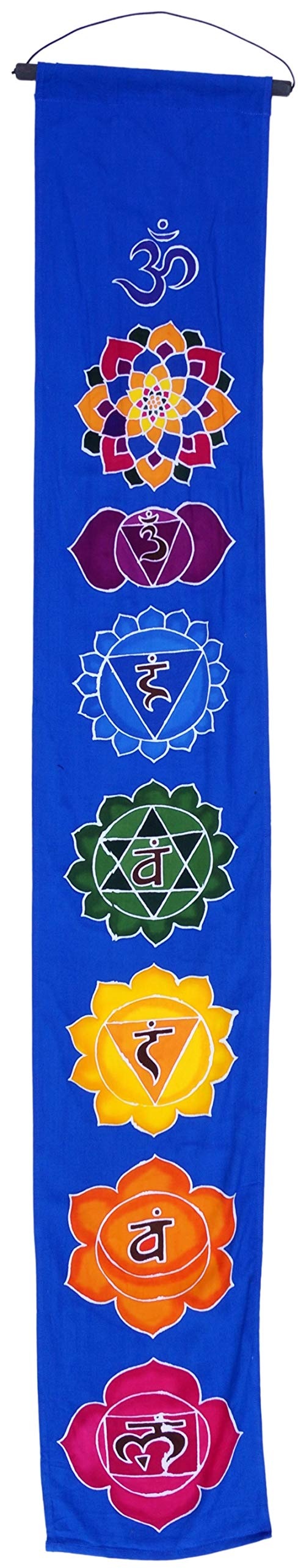GURU SHOP Boho Wandbehang, Batik Wandschmuck - Mandala Blau, Synthetisch, 150x25x0,2 cm, Wandtaschen & Wandbehänge